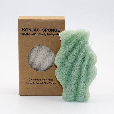 Biodegradable Wave Fishtail Facial Konjac Sponge For Skin Care