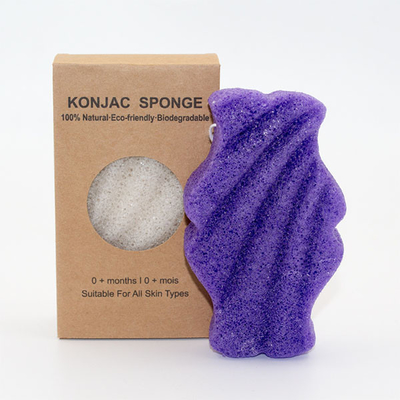 Biodegradable Wave Fishtail Facial Konjac Sponge For Skin Care