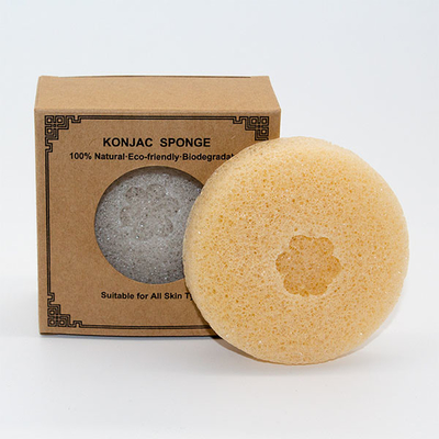 MSDS SGS Round Face Sponge Exfoliating Konjac Facial Cleanser For Clogged Pores