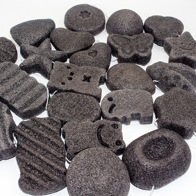 ODM Different Shaped Charcoal Baby Bath Sponge For Sensitive Skin