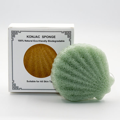 Black Natural Konjac Fiber Sponge Cosmetic Shell Shaped Face Wash Puff